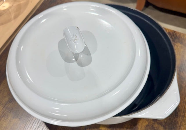 White Enameled Casserole