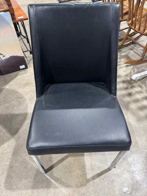 Black Leather & Chrome Dinning Chair