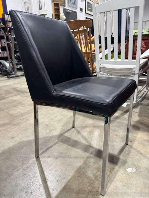 Black Leather & Chrome Dinning Chair