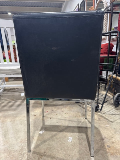 Black Leather & Chrome Dinning Chair
