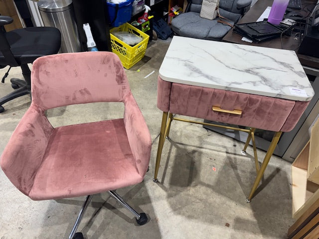 Pink Velvet Office Chair