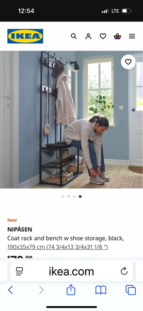 IKEA Nipasen Coat Rack & Bench - Black