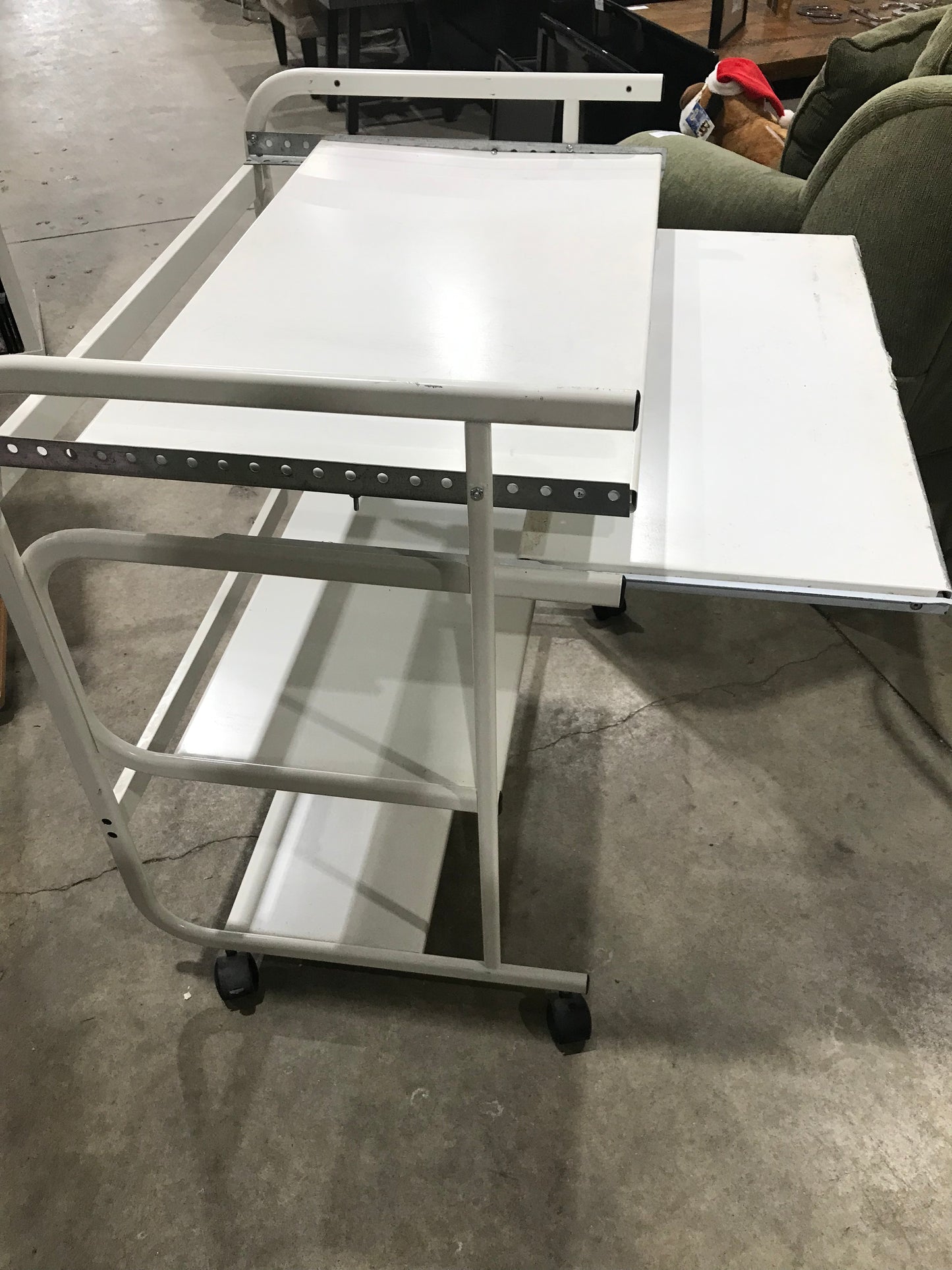 White Metal Rolling Cart (32”Wx34H”x22”D)