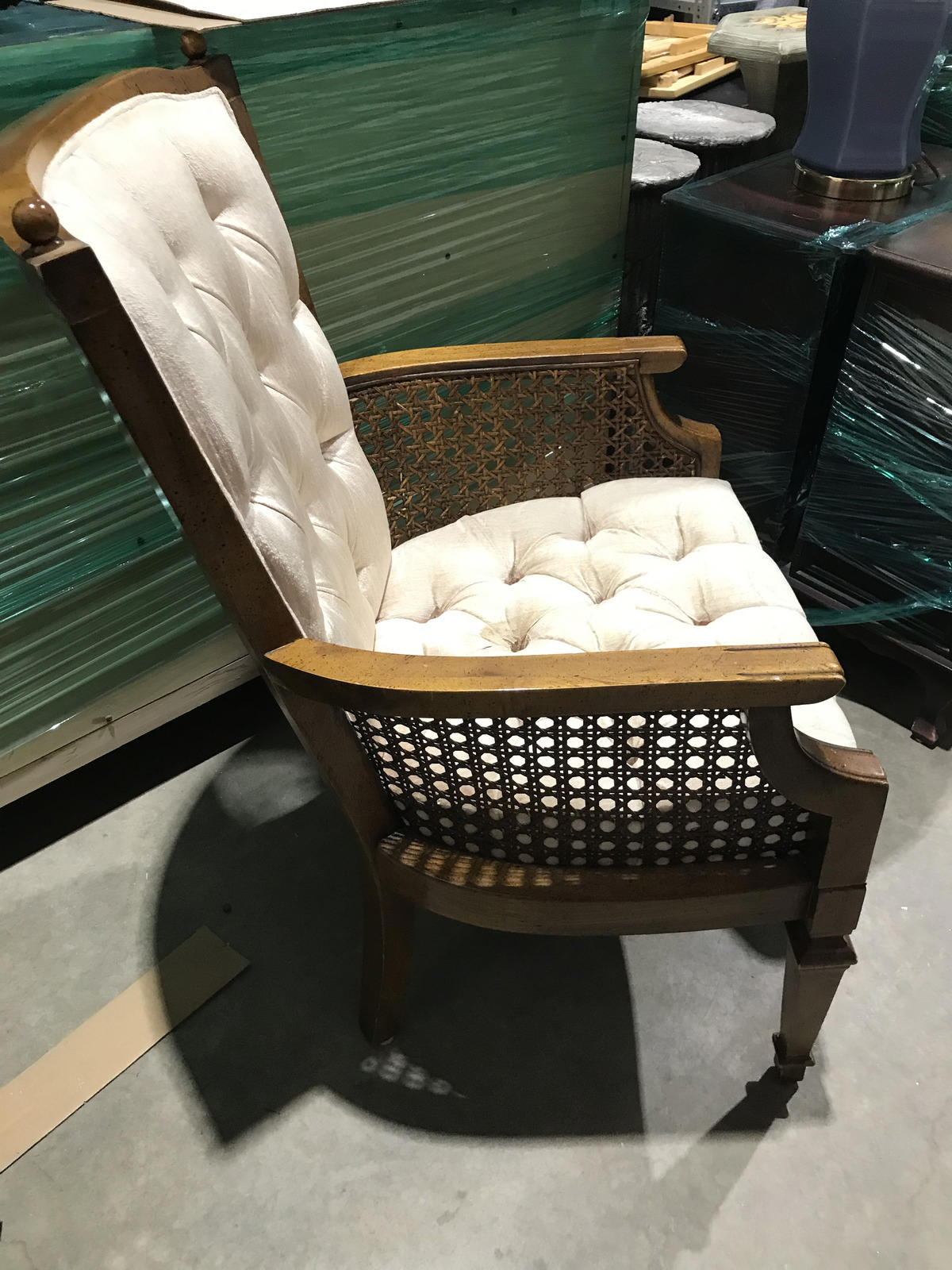 Wood and Corduroy Accent Chair