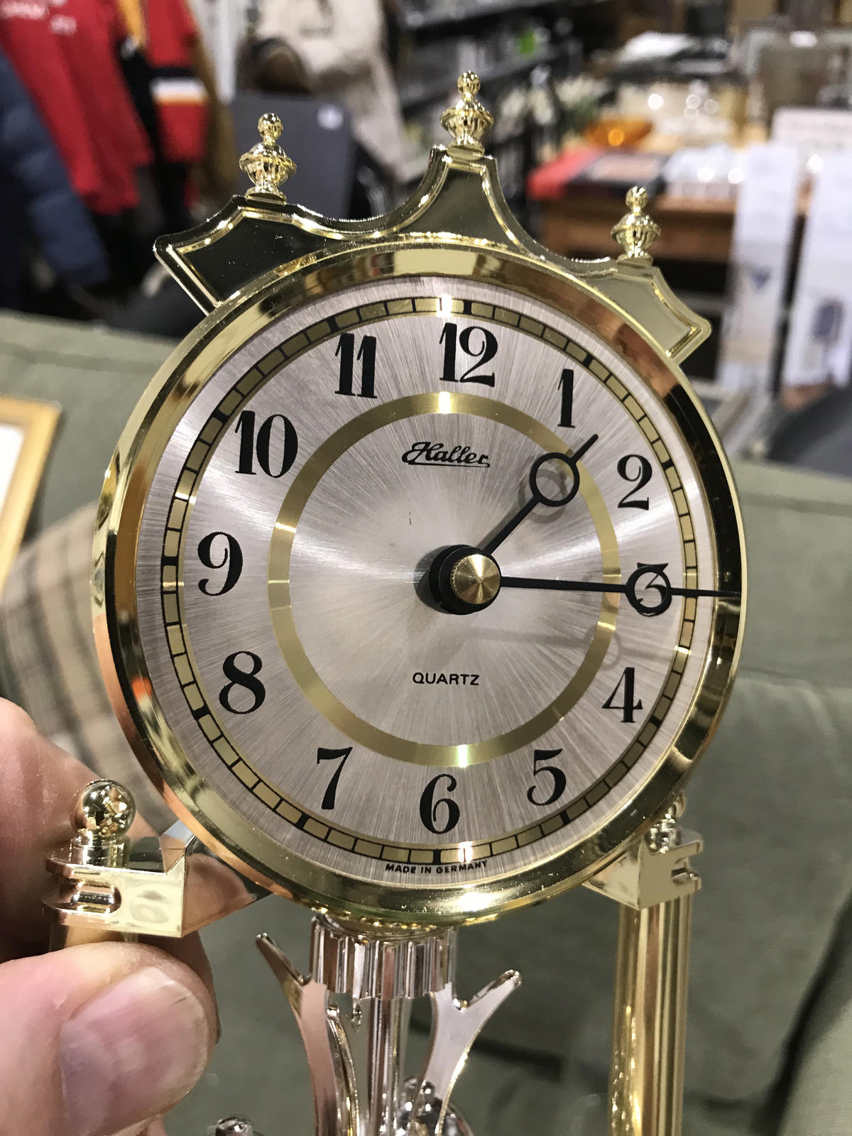 Haller Glass Dome Gold Table Clock