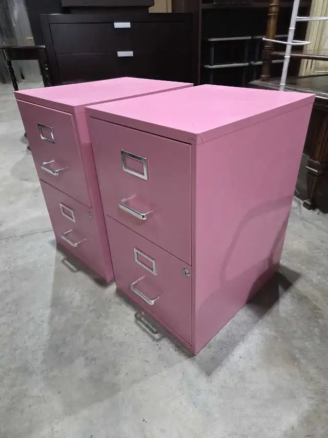Pink Metal Filing Cabinet - 2 Available