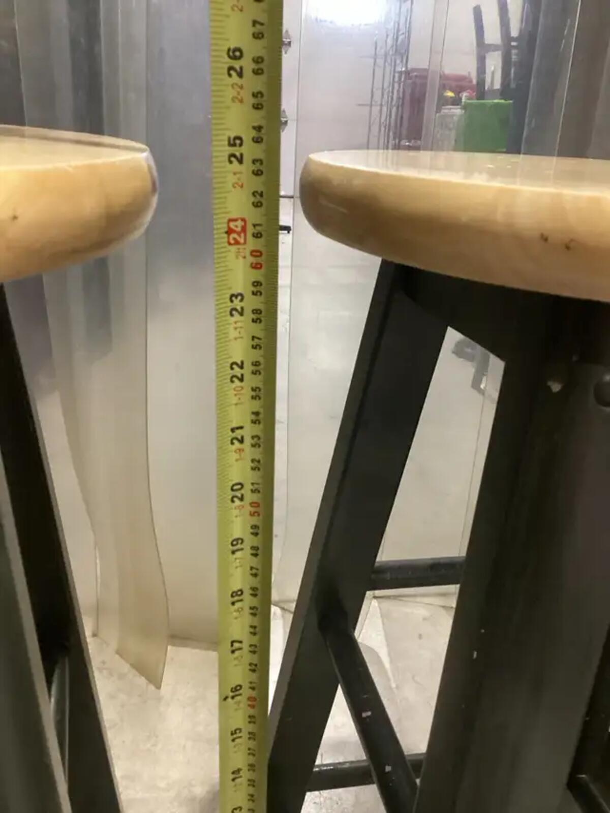 Sturdy Dark Green Bar Stool with Wood Top - 2 Available