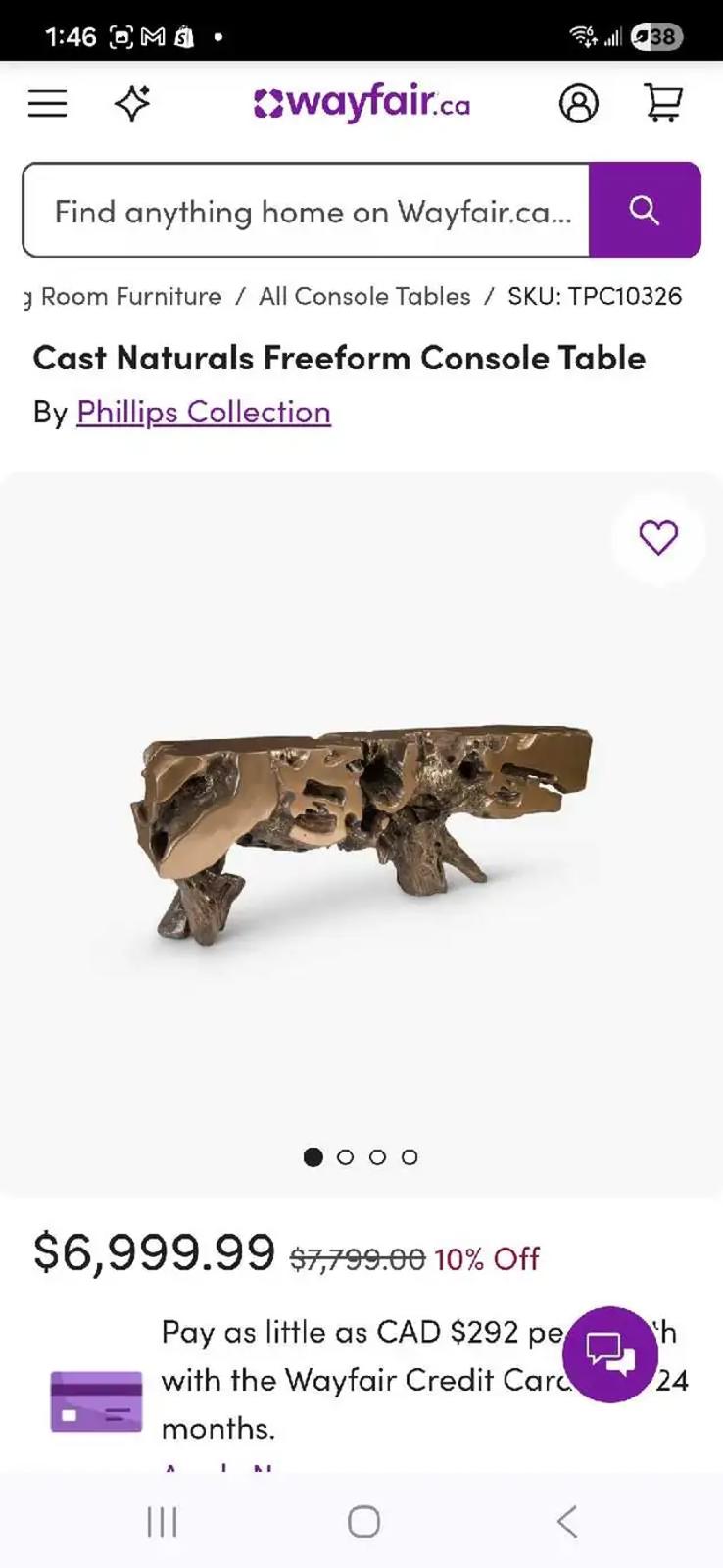 Philips Collection - Freeform Resin Cast Console Table