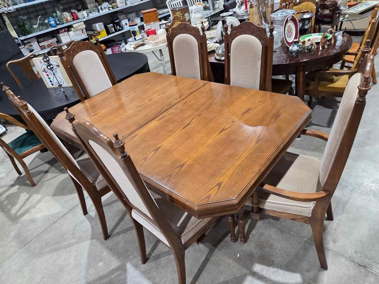 Wooden Dining Table & 6 Chairs Extendable Set