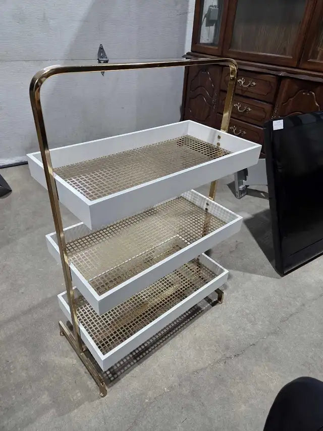 White & Gold 3-Tiered Bathroom Shelf
