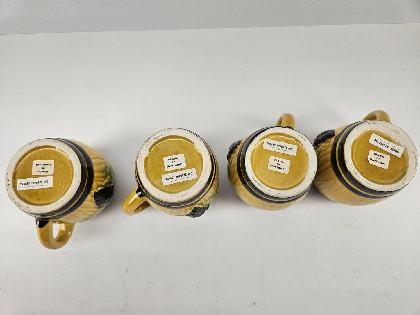 Vintage Kerangol Yellow Ceramic Mugs - Set of 4