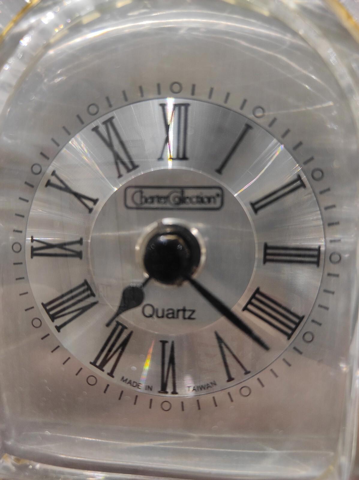 Vintage Charter Collection By Quartz Clock Crystal Mantle Desk 9"