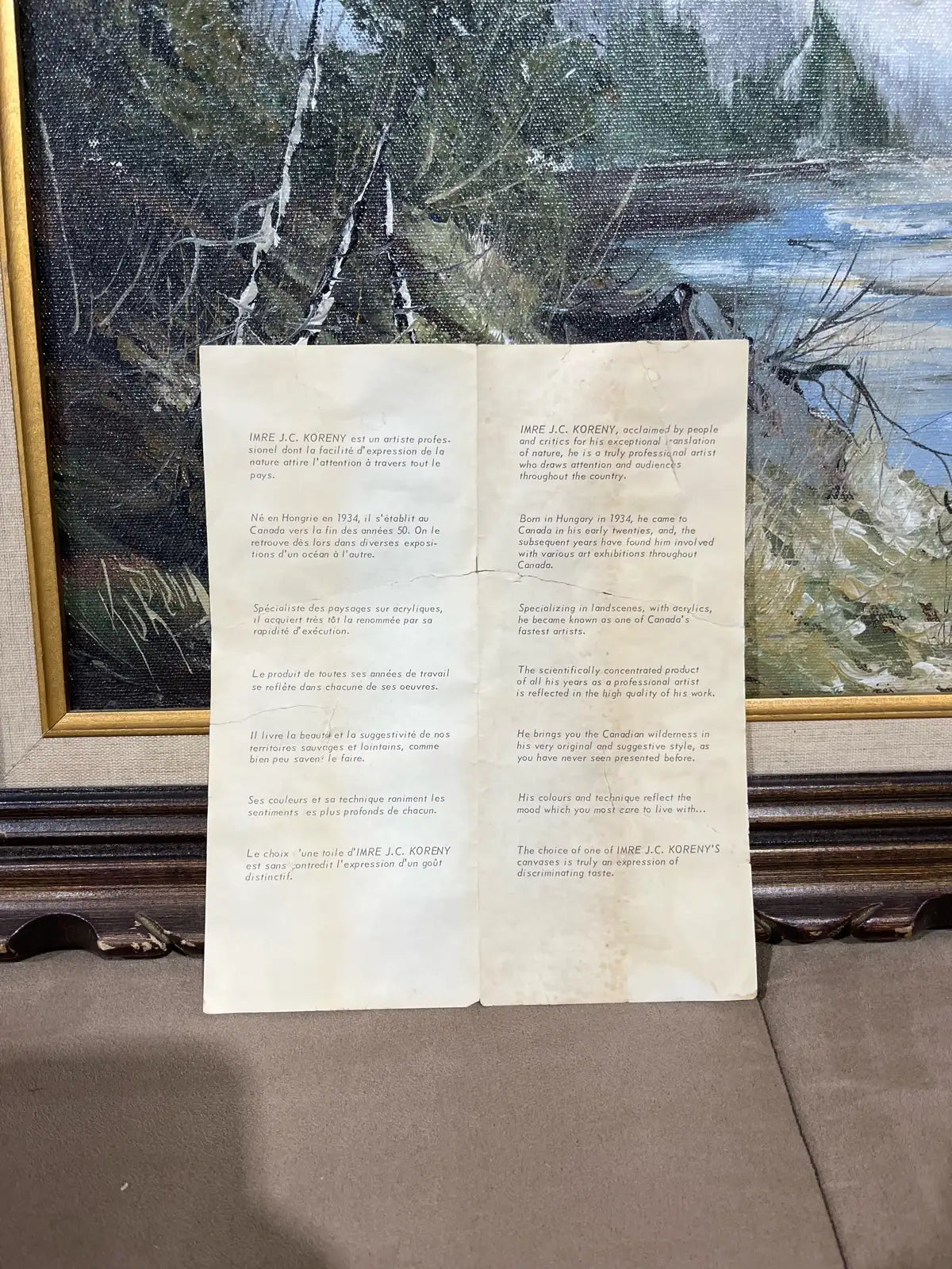 Vintage Imre J.C Koreny painting with wooden frame
