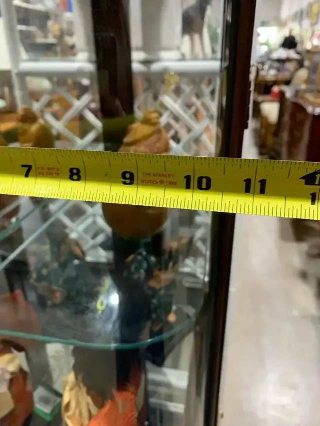 Tall Mirror Curio Cabinet with Glass Shelves