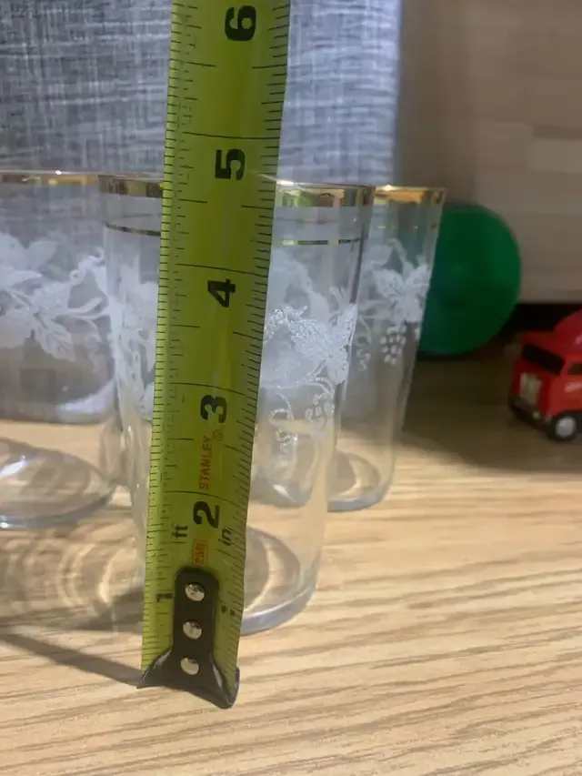 Vintage Grape Pattern Drinking Glasses - Set of 6