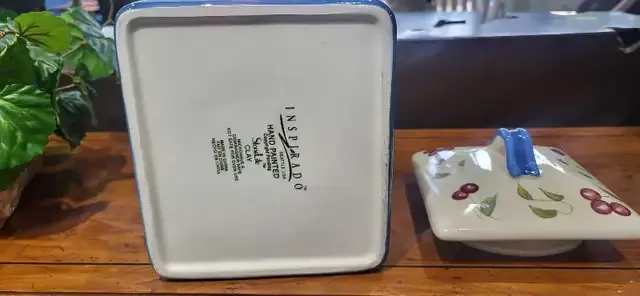 Vintage Inspirado Cherry Canister Hand Painted Stonelite