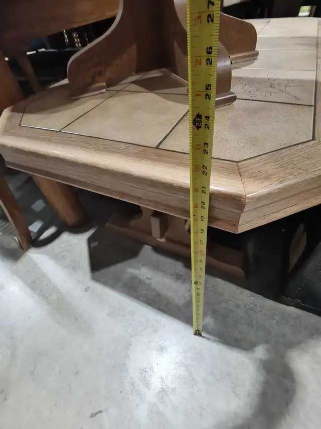 Oak and Tile Side Table