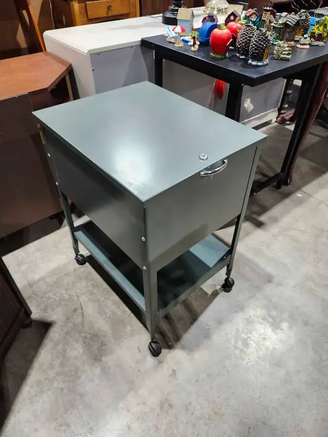 Metal Rolling Lift-Top Filing Cabinet