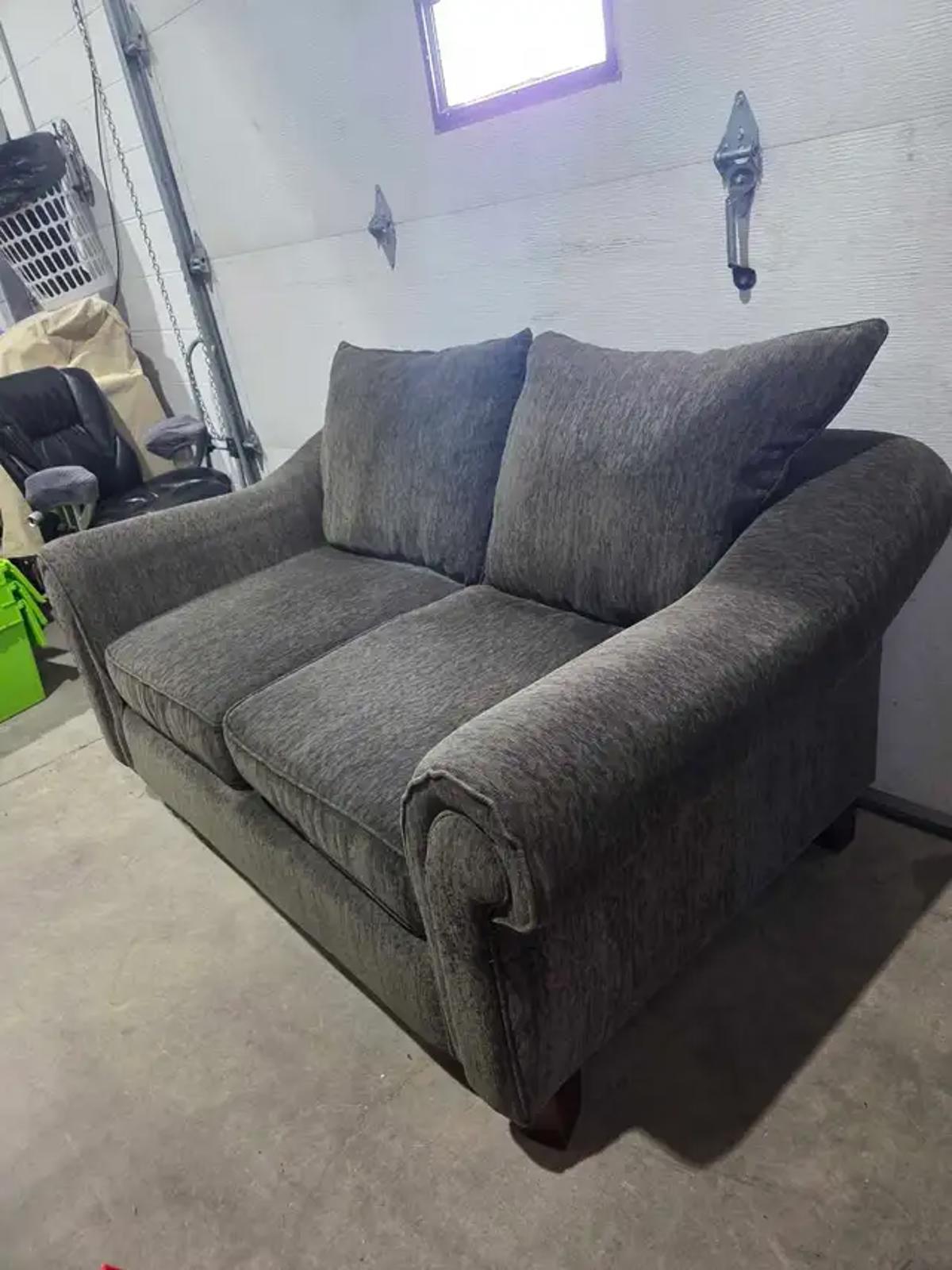 Dark Gray Fabric Loveseat
