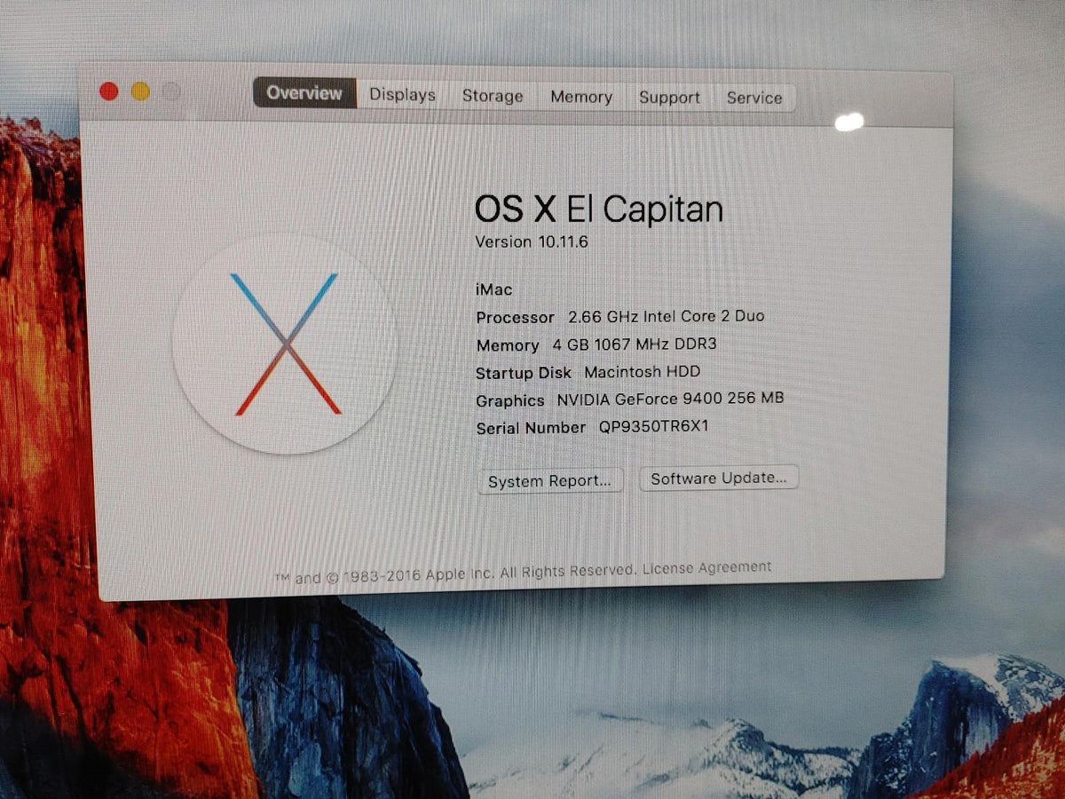 Good Condition Apple 24inch iMac Silver Early 2009 2.66GHz C2D 4GB RAM 640GB HDD