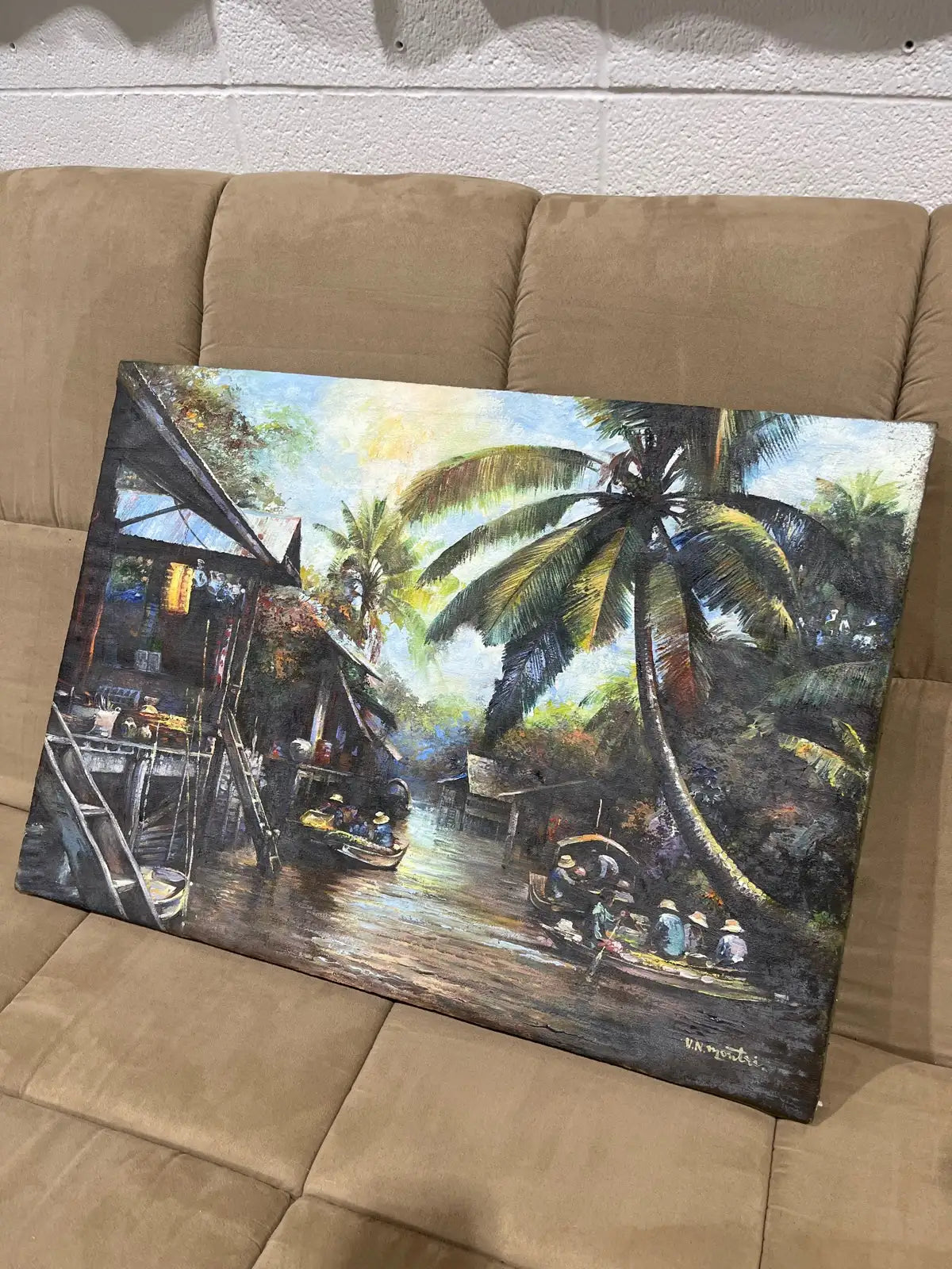 Vintage Asian village painting
