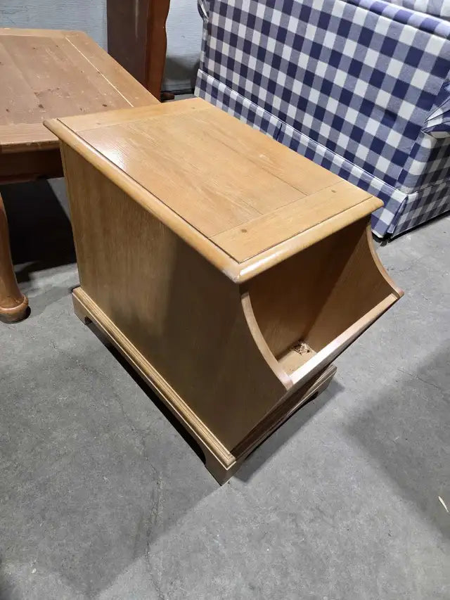 Wood Side Table with Magazine Rack