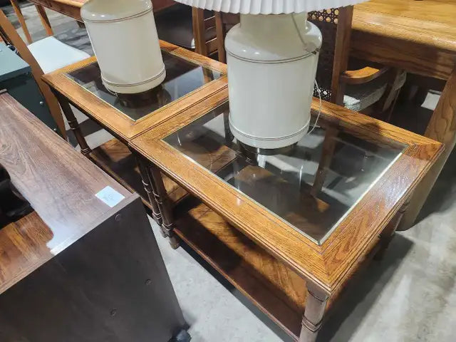 Glass Top Wooden Table Set