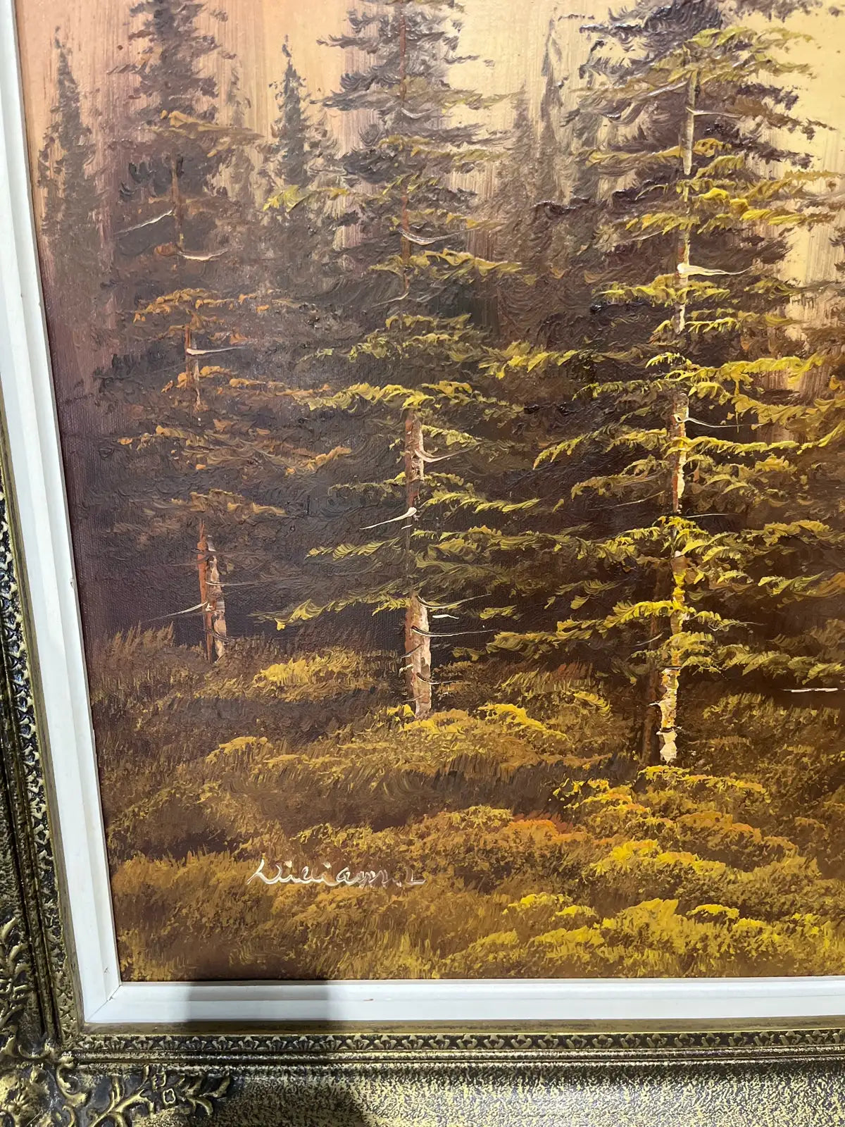 Vintage Mountain Scene Painting
