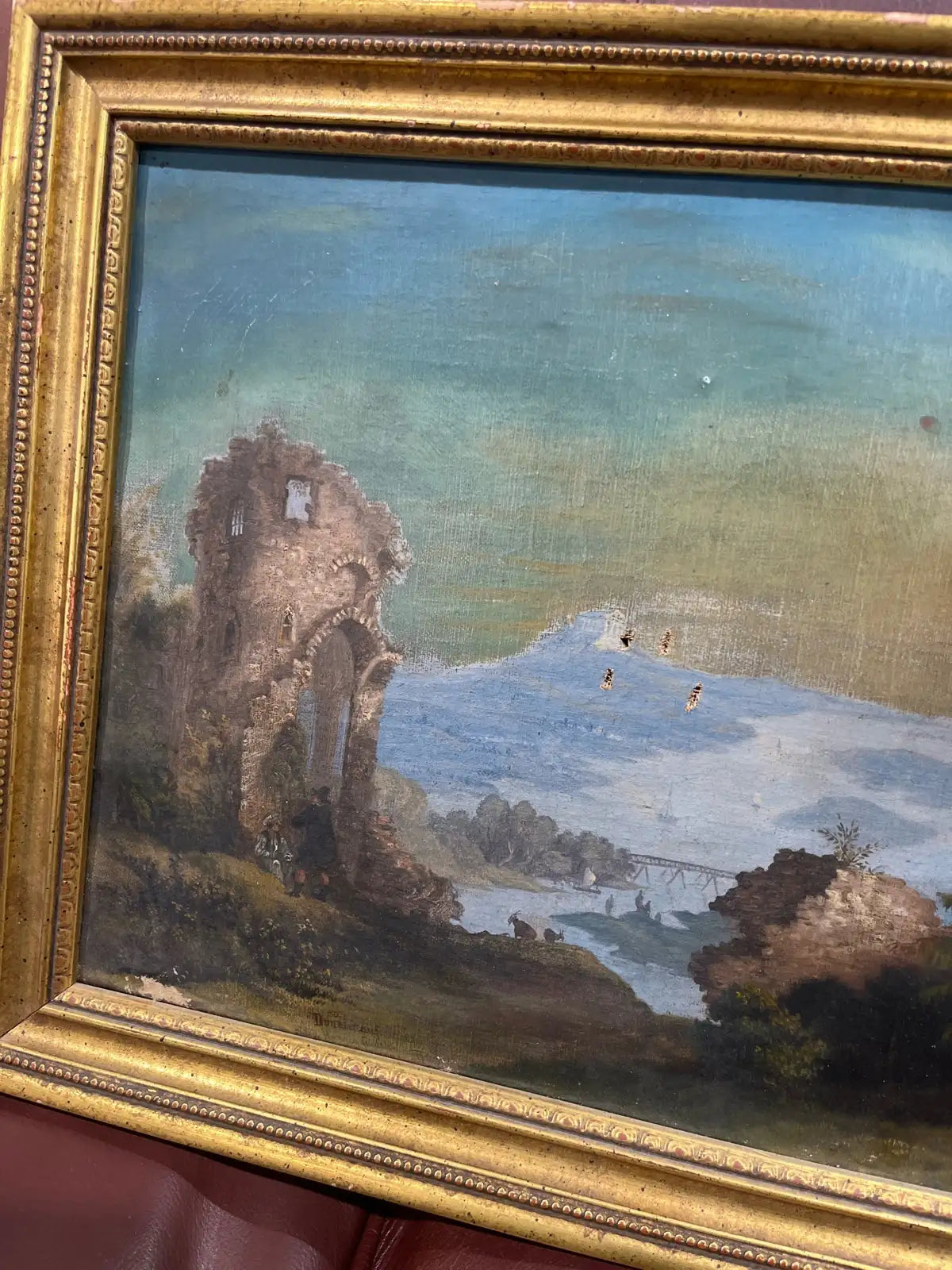Unique Old vintage painting on canvas framed