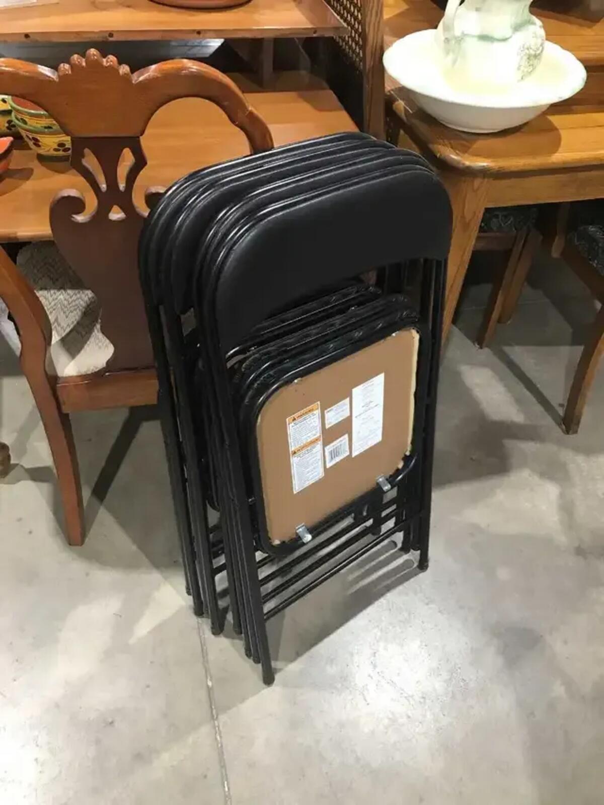 Folding Chairs Black Vinyl - 4 Available