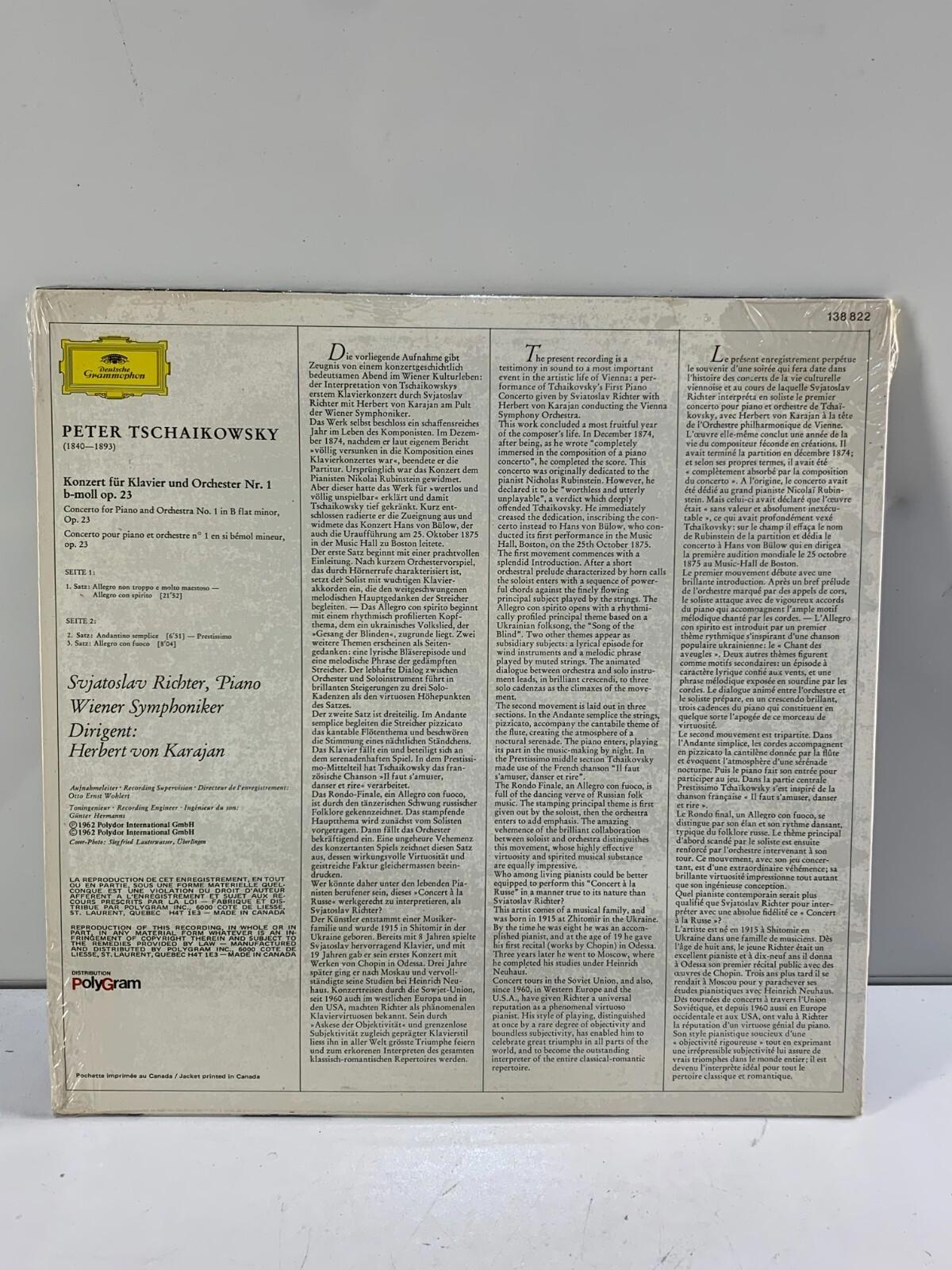 Tschaikowsky: Klavierkonzert Nr.1 B-moll VINYL LP ALBUM DEUTSCHE GRAMMOPHON