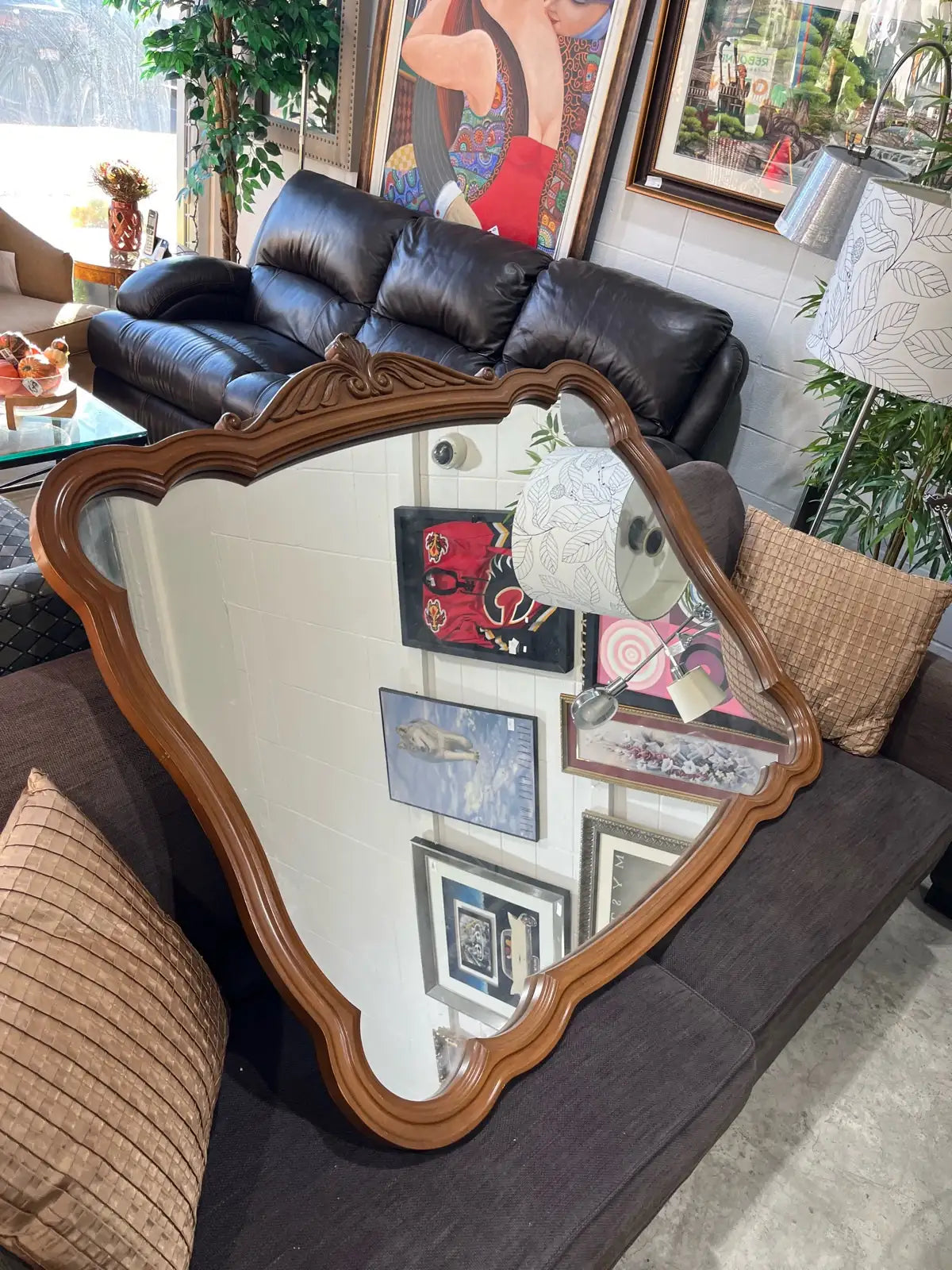 Vintage big wood ornate Mirror