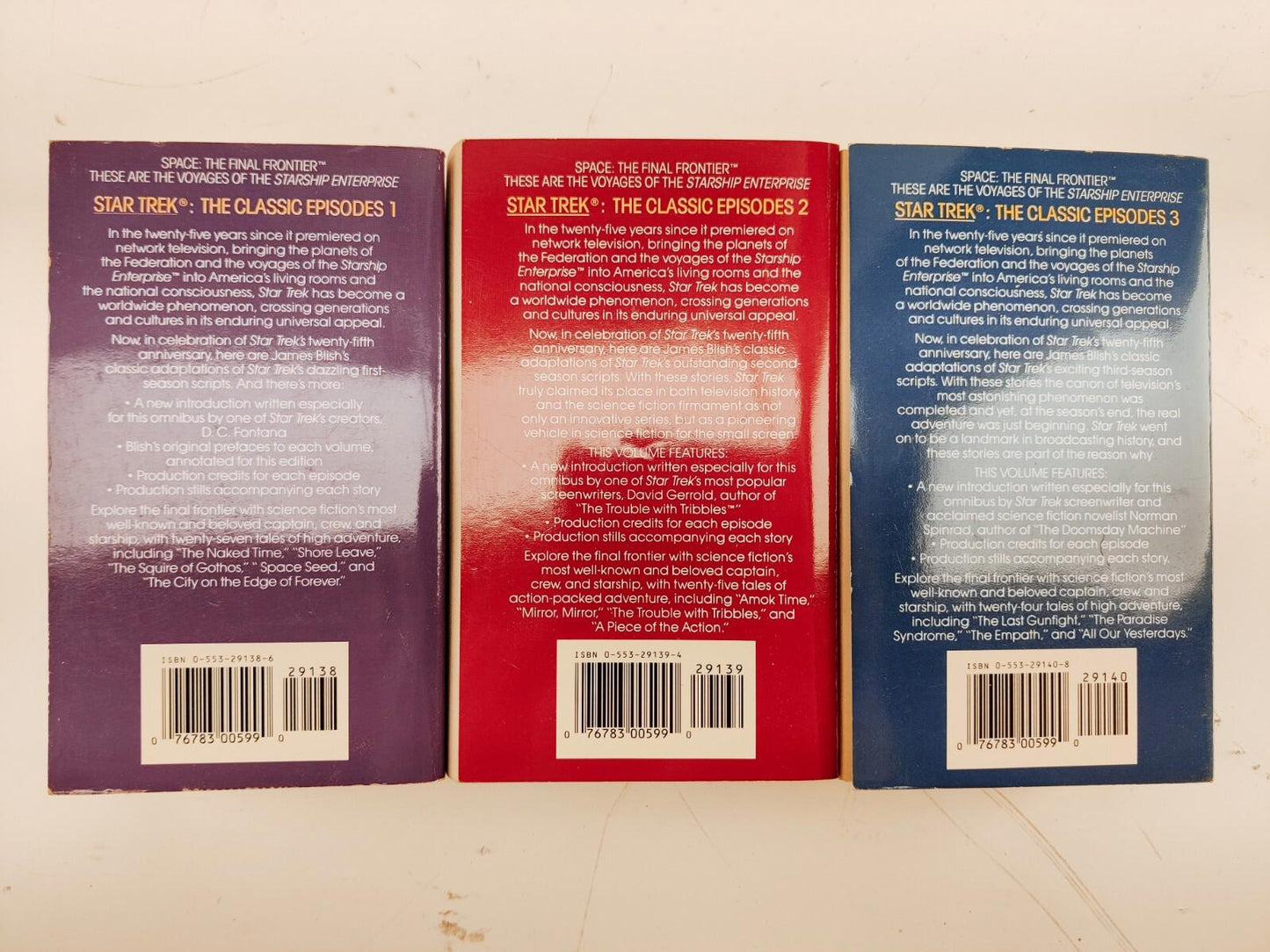 Star Trek The Classic Episodes Books 25th Anniversary Edition 1991 Lot of Three