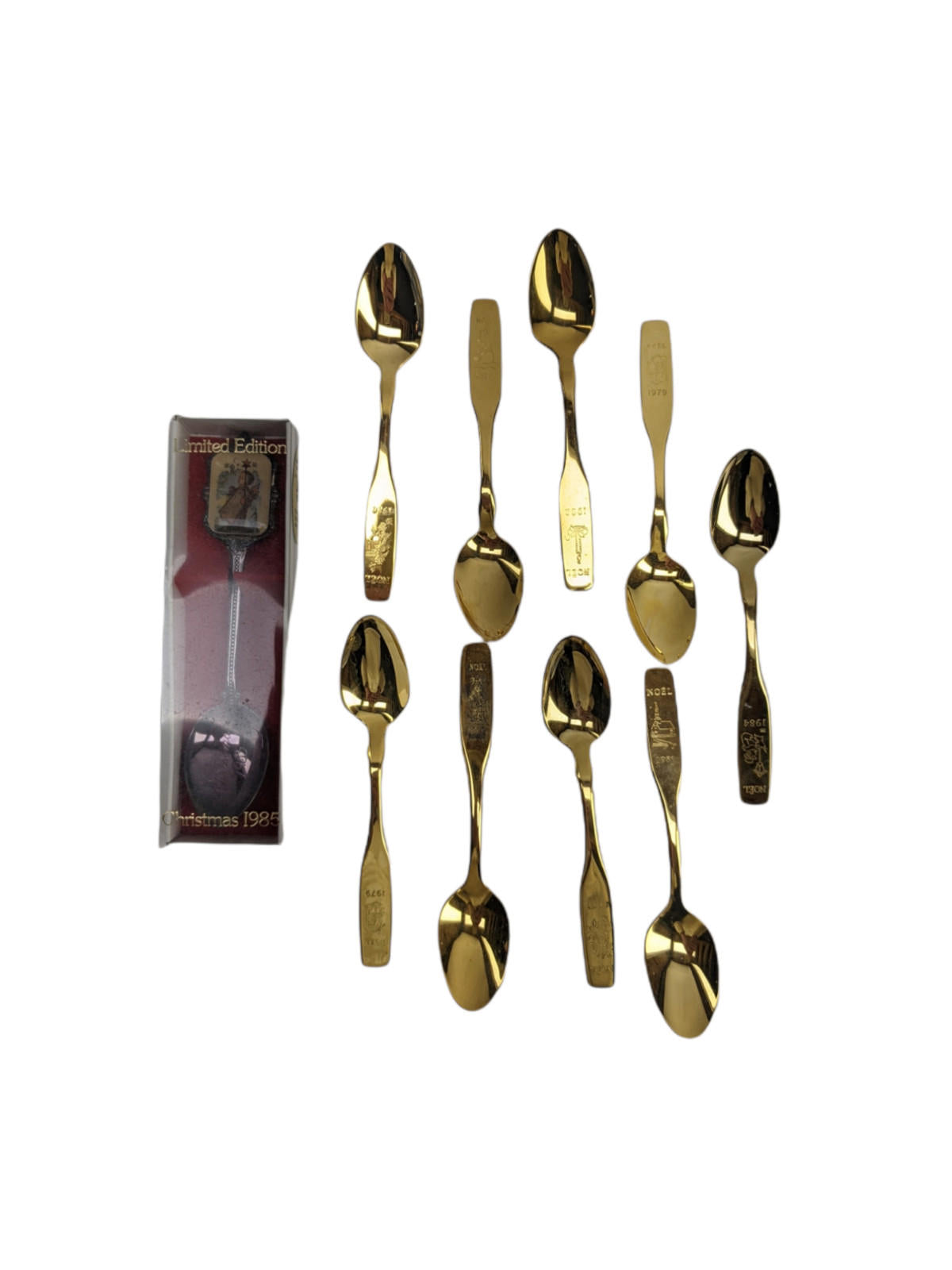 Souvenir Collectable Spoons Christmas LOT - Vintage 1985, Some Are Brass Plated