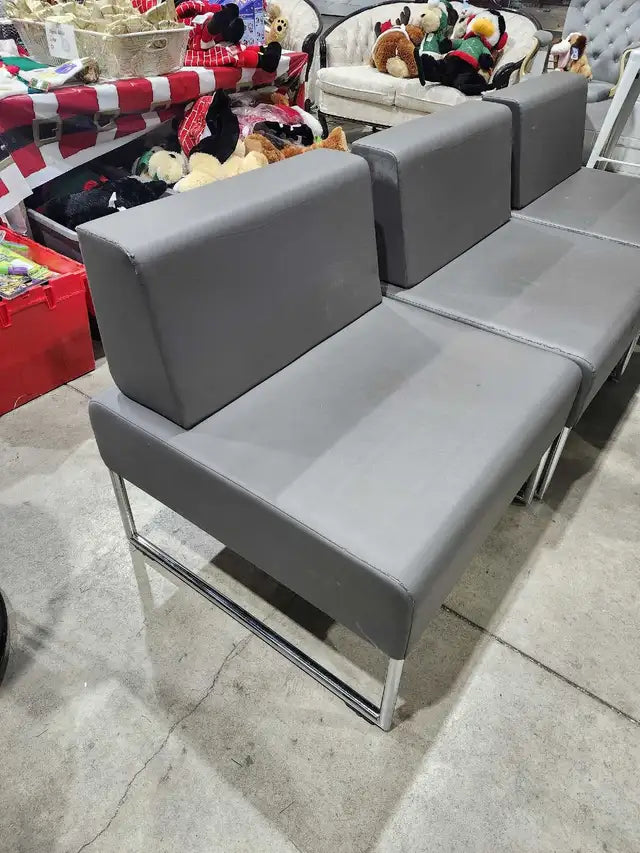 Grey Faux Leather Modular Seating - 12 Available