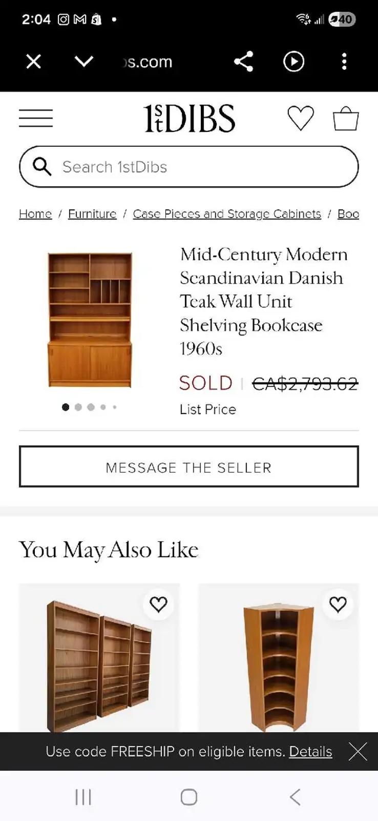 Vintage Danish MCM Teak Veneer Wall Unit - 2 Available