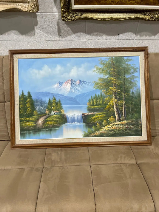 Vintage Nature oil painting on canvas with frame