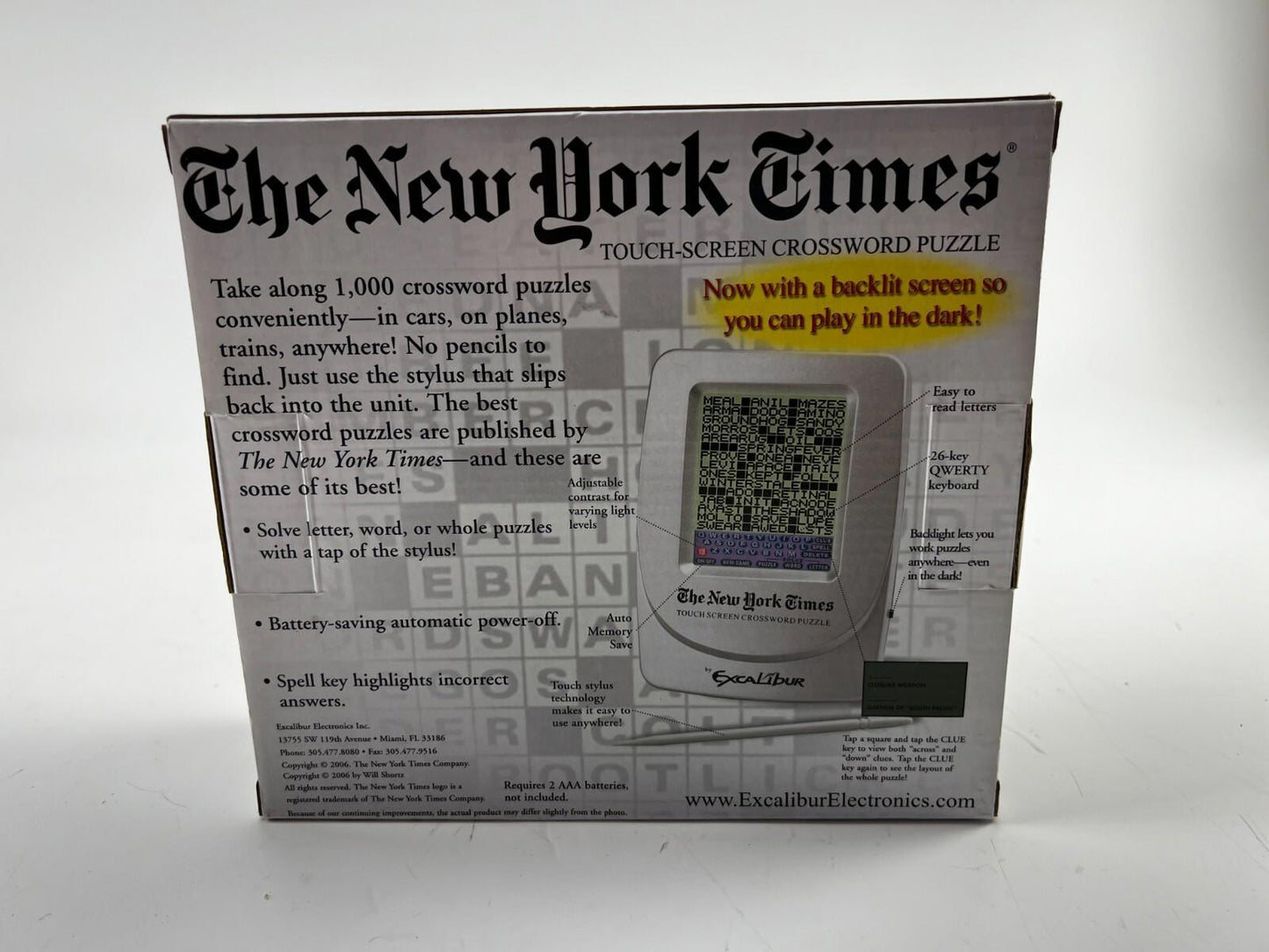 Vintage Excalibur The New York Times Touch-Screen Crossword Puzzle NEW