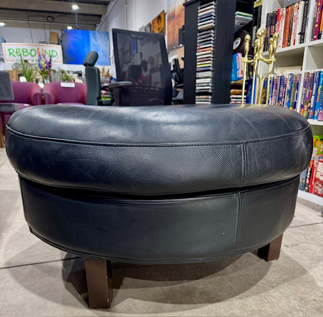 Black Leather Ottoman