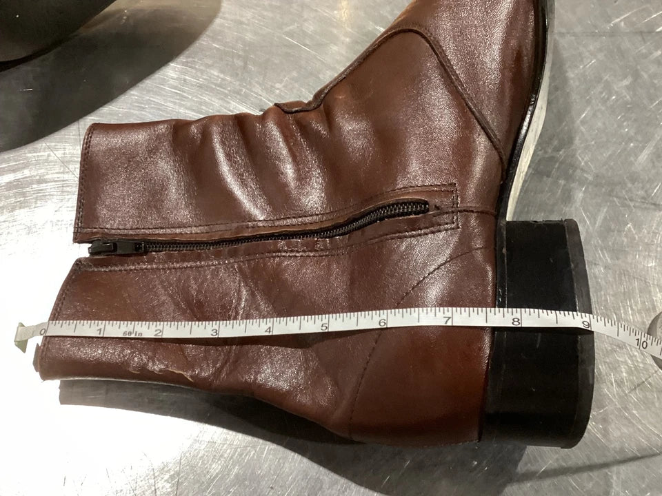 Vintage Brown Leather Side-Zip Ankle Boots