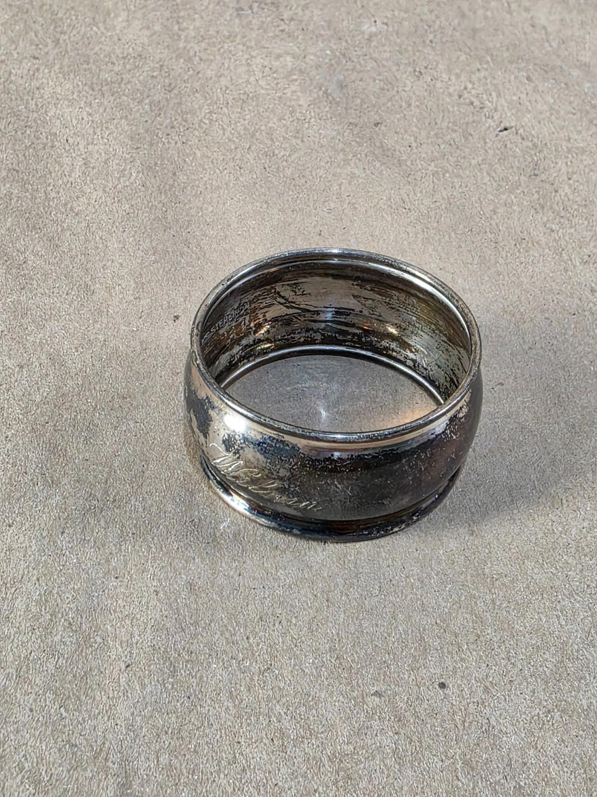 Vintage English Birks Sterling Napkin Ring engraving