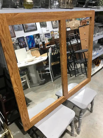 Large Mirror with Wood Frame 47.5 x 39