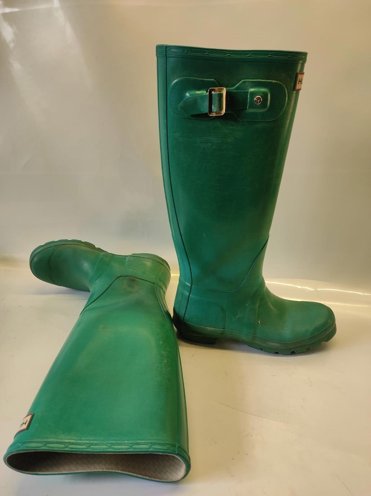 Hunter Original Tall Wellies Swamp Green Rubber Women's Rain Boots Size -6