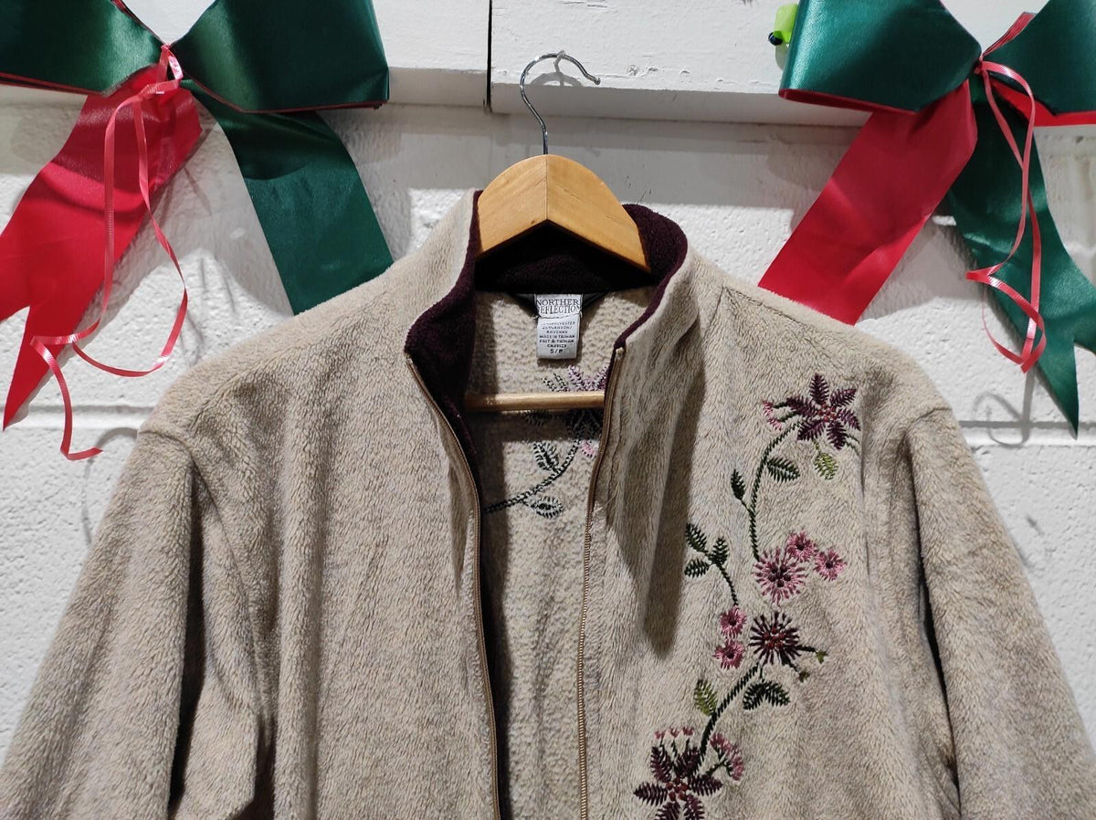 Vintage Northern Reflections Cotton Embroidered Button Cardigan Sweater S