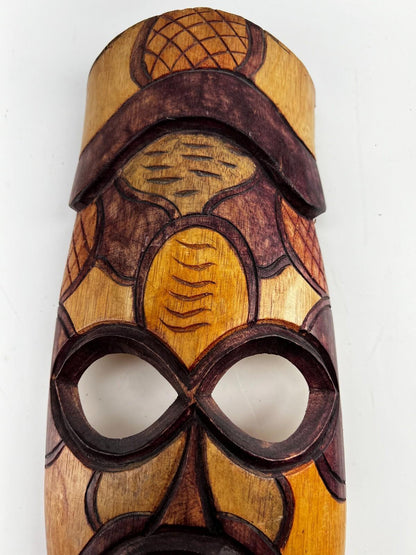 African Wood Hand Carved Painted Tribal Ceremonial Mask