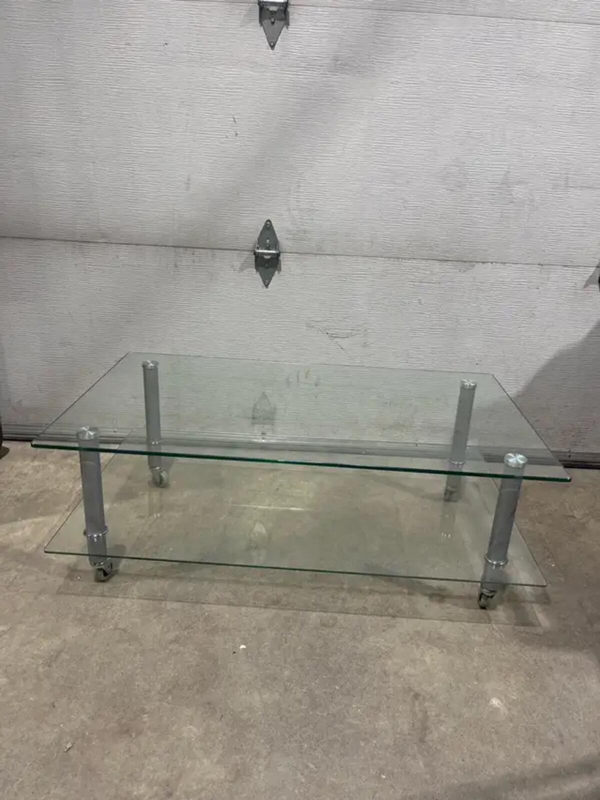 Glass Coffee Table with Wheels