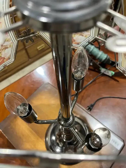 Vintage Hummingbird Glass Shade Table Lamp