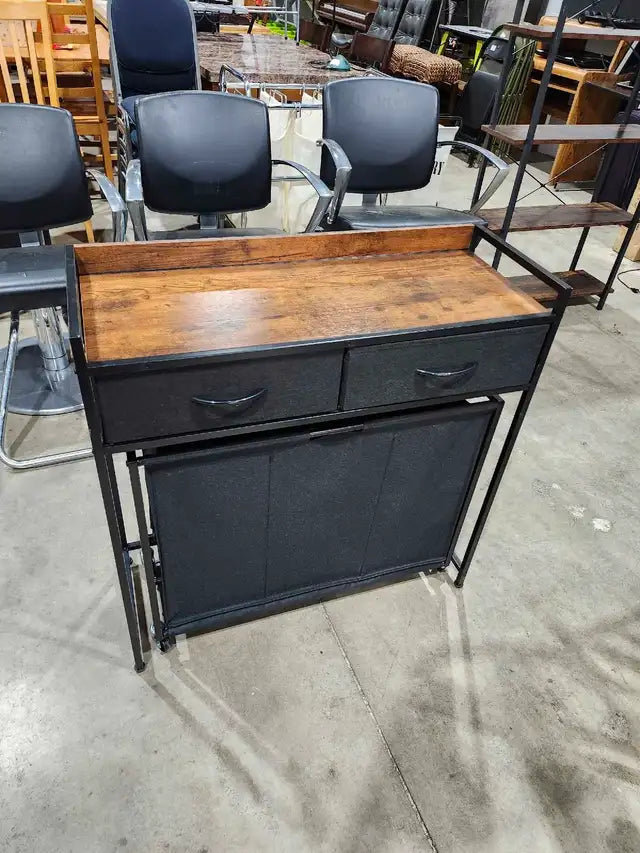 Rolling Laundry Sorter Cart with Wood Top