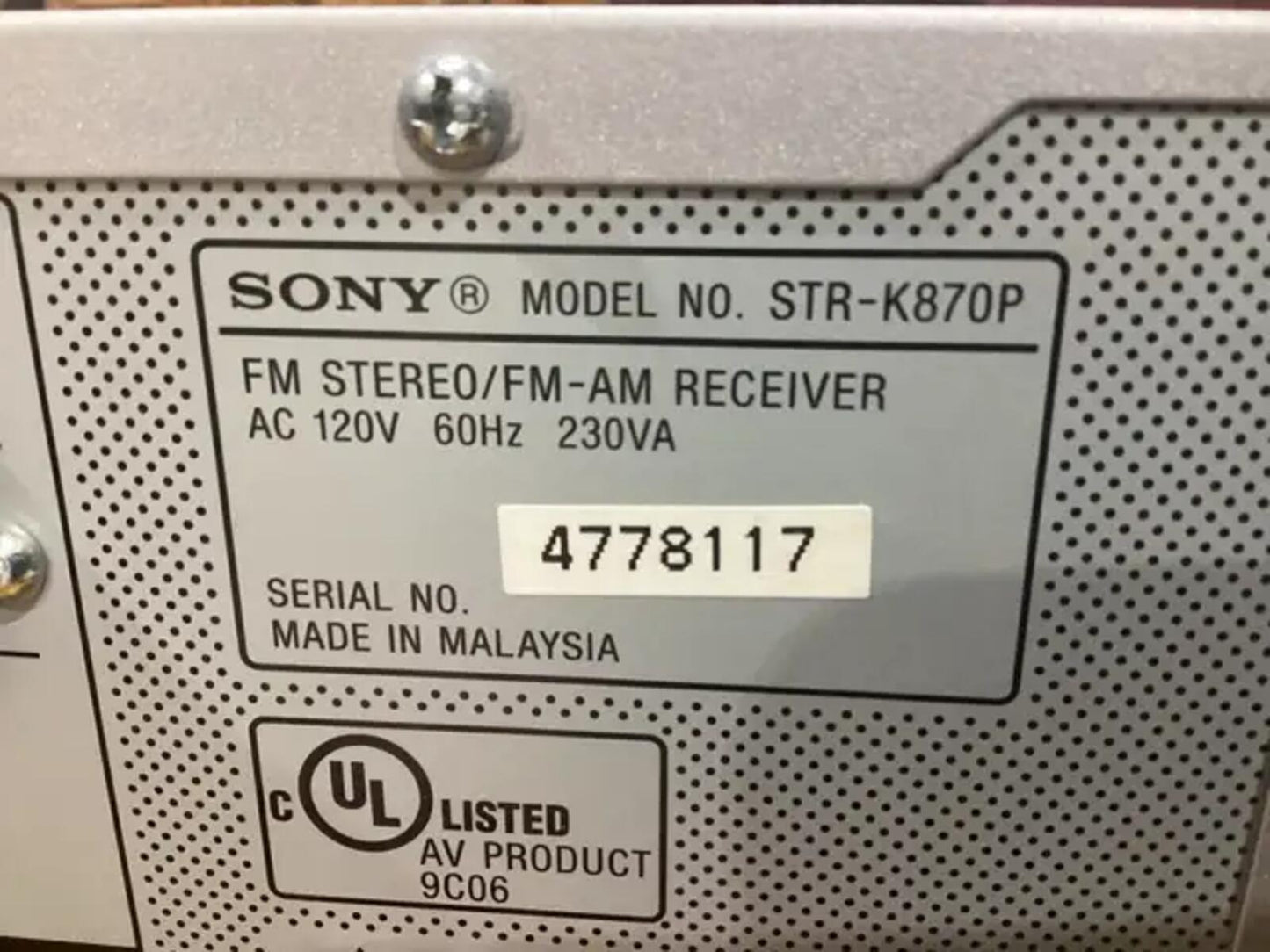 Sony STR-K870P Receiver and SA-WMSP87 Subwoofer - Set of 2