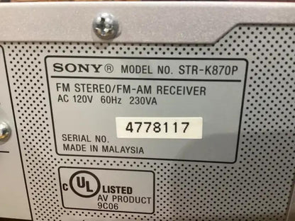 Sony STR-K870P Receiver and SA-WMSP87 Subwoofer - Set of 2